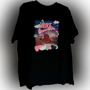 Nike Black Light Tee with Neon Planets & Desert & Aliens Logo Mens XXL